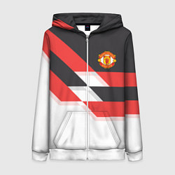 Толстовка на молнии женская Manchester United: Stipe, цвет: 3D-белый