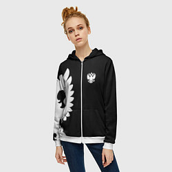 Толстовка на молнии женская Russia - Black collection, цвет: 3D-белый — фото 2