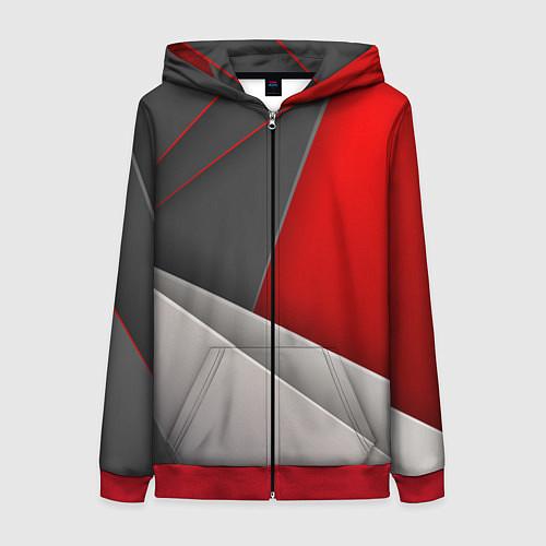 Женская толстовка на молнии Lines / 3D-Красный – фото 1