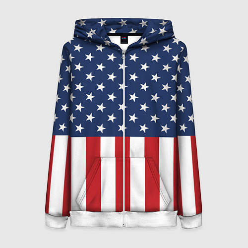 Женская толстовка на молнии Флаг США / 3D-Белый – фото 1