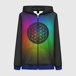 Толстовка на молнии женская Coldplay Colour, цвет: 3D-синий