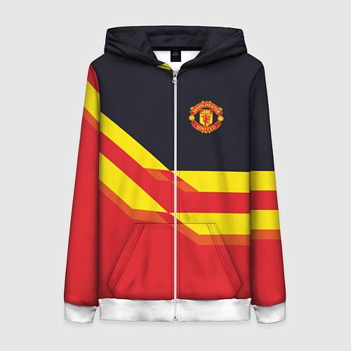 Женская толстовка на молнии Man United FC: Red style / 3D-Белый – фото 1