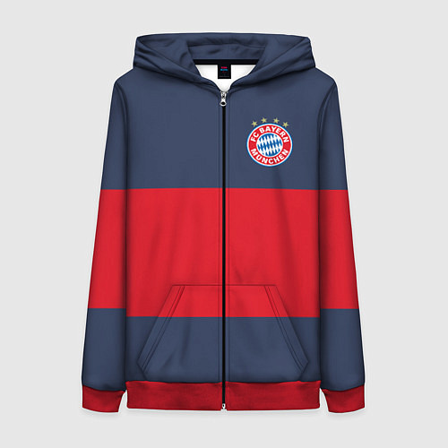 Женская толстовка на молнии Bayern Munchen - Red-Blue FCB 2022 NEW / 3D-Красный – фото 1