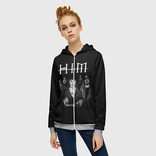 Женская толстовка на молнии HIM Rock / 3D-Меланж – фото 3