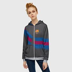 Толстовка на молнии женская Barcelona FC: Dark style, цвет: 3D-меланж — фото 2