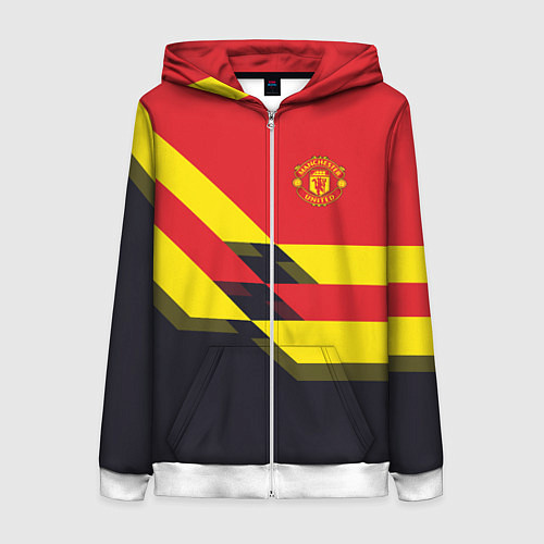 Женская толстовка на молнии Man UTD FC: Black style / 3D-Белый – фото 1