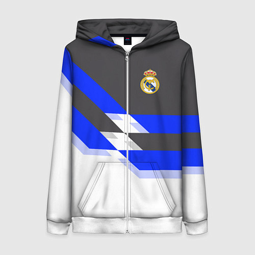 Женская толстовка на молнии Real Madrid FC: White style / 3D-Белый – фото 1