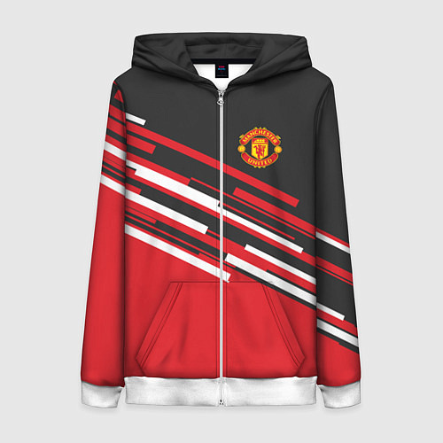 Женская толстовка на молнии Man UTD FC: Sport Line 2018 / 3D-Белый – фото 1
