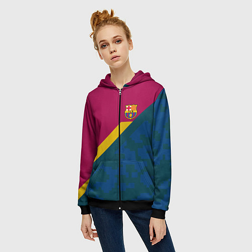 Женская толстовка на молнии Barcelona FC: Sport Camo 2018 / 3D-Черный – фото 3