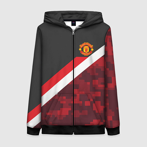 Женская толстовка на молнии Man UTD FC: Sport Camo / 3D-Черный – фото 1