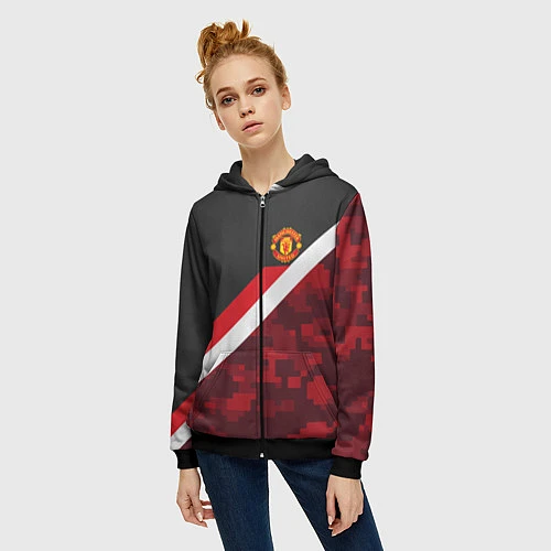 Женская толстовка на молнии Man UTD FC: Sport Camo / 3D-Черный – фото 3