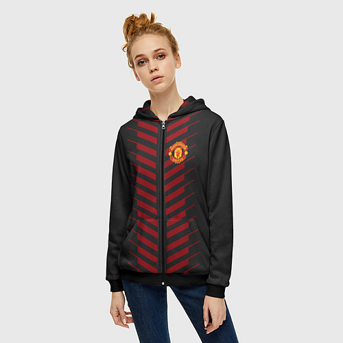 Женская толстовка на молнии FC Manchester United: Creative / 3D-Черный – фото 3