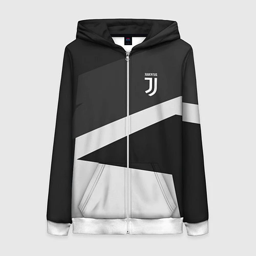 Женская толстовка на молнии FC Juventus: Sport Geometry / 3D-Белый – фото 1