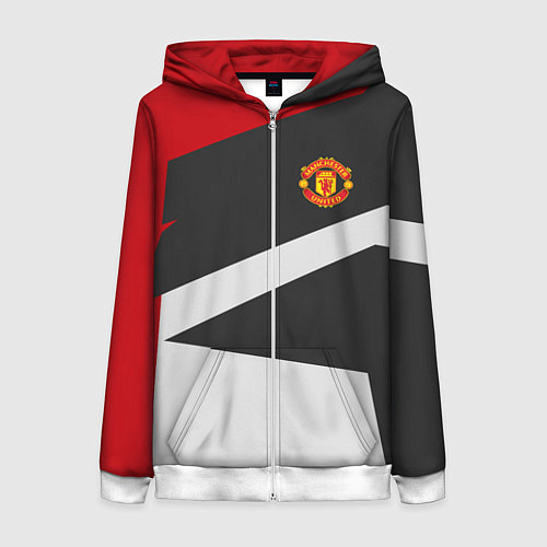 Женская толстовка на молнии FC Manchester United: Sport Geometry / 3D-Белый – фото 1