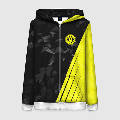 Женская толстовка на молнии FC Borussia Dortmund: Abstract / 3D-Белый – фото 1