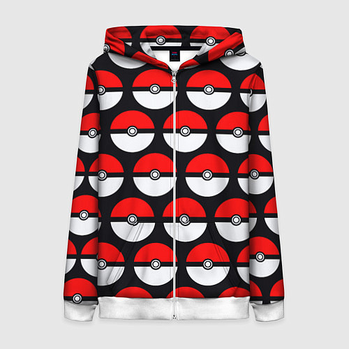 Женская толстовка на молнии Pokeball Pattern / 3D-Белый – фото 1