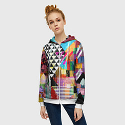 Толстовка на молнии женская RGB Geometry, цвет: 3D-белый — фото 2