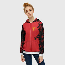 Толстовка на молнии женская FC Manchester United: Red Original, цвет: 3D-белый — фото 2