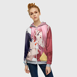 Толстовка на молнии женская Darling in the FranXX, цвет: 3D-меланж — фото 2