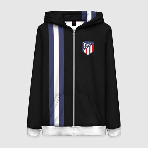 Женская толстовка на молнии FC Atletico Madrid: Blue Line / 3D-Белый – фото 1