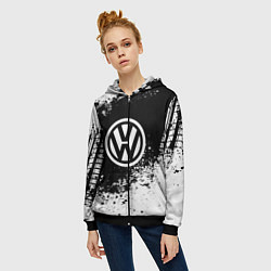 Толстовка на молнии женская Volkswagen: Black Spray, цвет: 3D-черный — фото 2