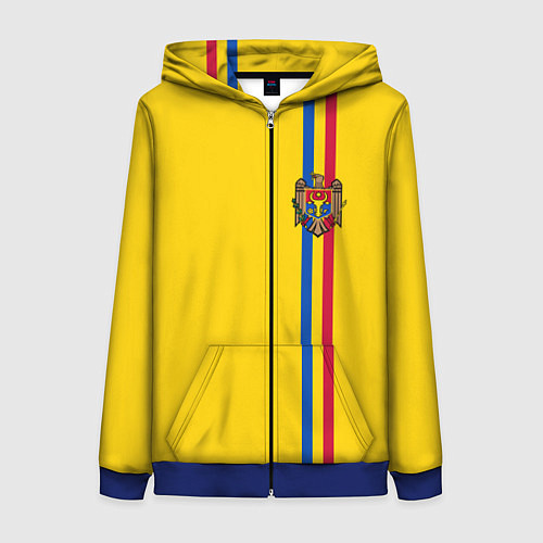 Женская толстовка на молнии Молдавия: лента с гербом / 3D-Синий – фото 1