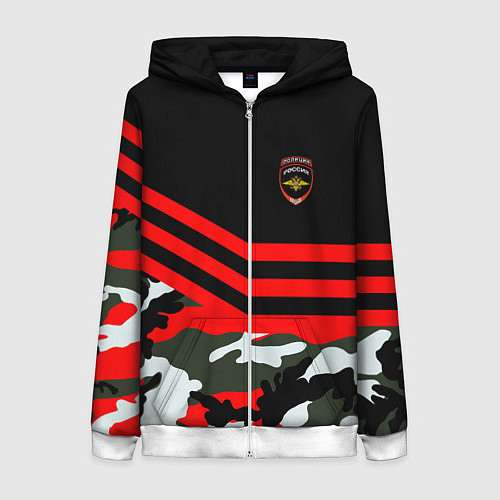 Женская толстовка на молнии Полиция: Камуфляж / 3D-Белый – фото 1