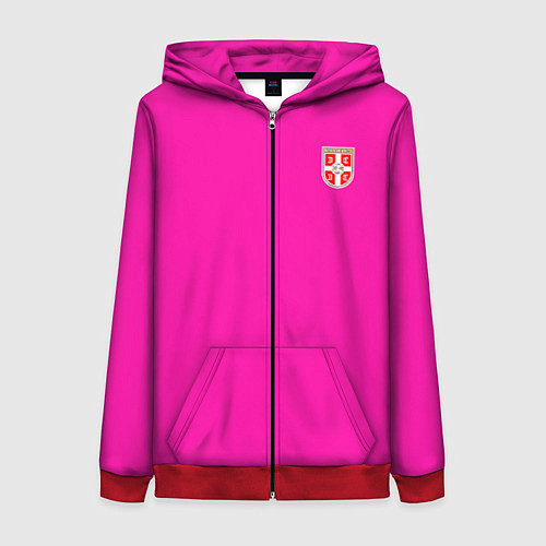 Женская толстовка на молнии Сборная Сербии: Домашняя ЧМ-2018 / 3D-Красный – фото 1