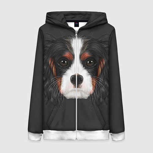 Женская толстовка на молнии Cavalier King Charles / 3D-Белый – фото 1