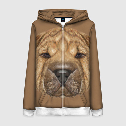 Женская толстовка на молнии Sharpei / 3D-Белый – фото 1