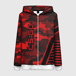 Толстовка на молнии женская CS:GO Red Camo, цвет: 3D-белый