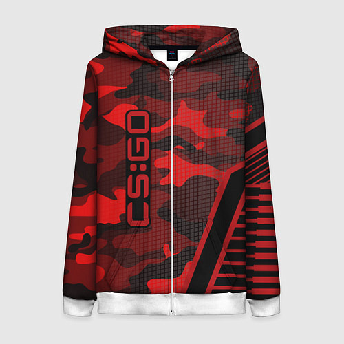 Женская толстовка на молнии CS:GO Red Camo / 3D-Белый – фото 1