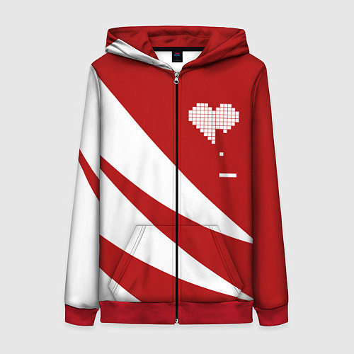Женская толстовка на молнии Игра в сердца / 3D-Красный – фото 1