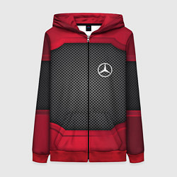 Толстовка на молнии женская Mercedes Benz: Metal Sport, цвет: 3D-красный