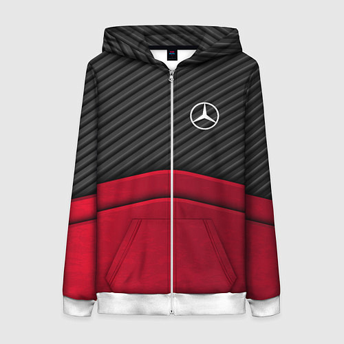 Женская толстовка на молнии Mercedes Benz: Red Carbon / 3D-Белый – фото 1