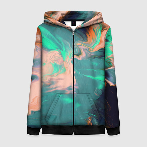 Женская толстовка на молнии Кислотные разводы / 3D-Черный – фото 1