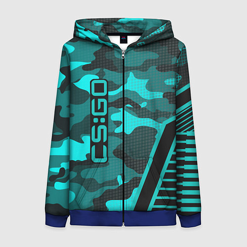 Женская толстовка на молнии CS:GO Blue Camo / 3D-Синий – фото 1