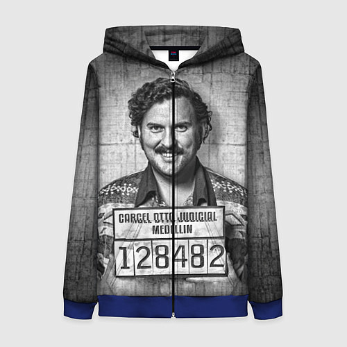 Женская толстовка на молнии Пабло Эскобар / 3D-Синий – фото 1