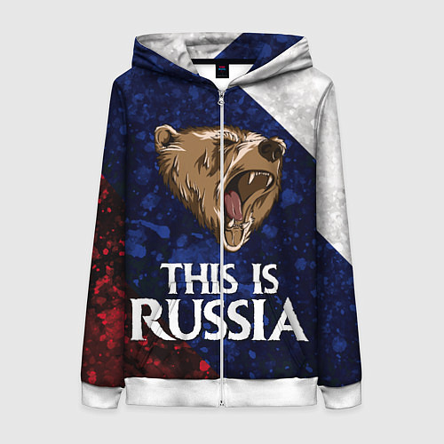 Женская толстовка на молнии Russia: Roaring Bear / 3D-Белый – фото 1