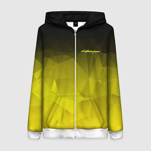 Женская толстовка на молнии Cyberpunk 2077: Yellow Poly / 3D-Белый – фото 1