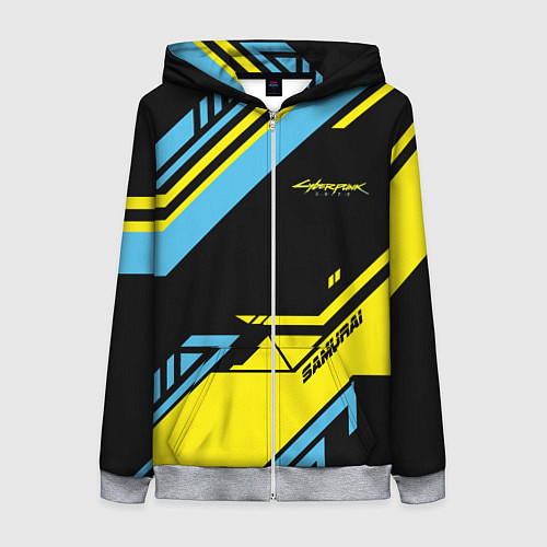 Женская толстовка на молнии Cyberpunk 2077: Samurai / 3D-Меланж – фото 1