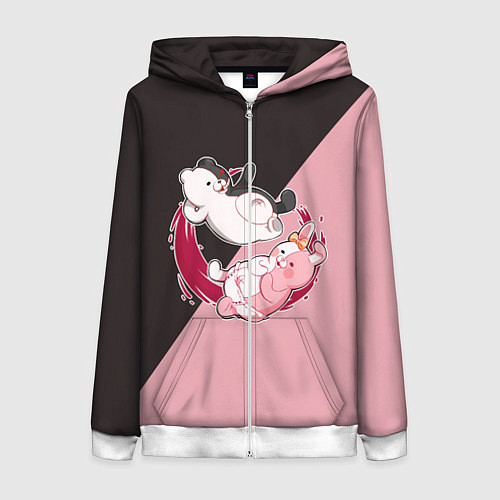 Женская толстовка на молнии MONOKUMA X MONOMI / 3D-Белый – фото 1