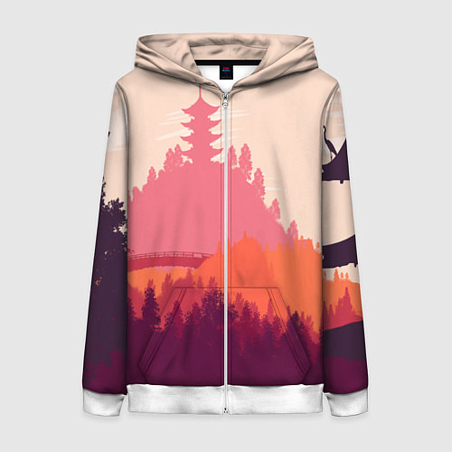 Женская толстовка на молнии Firewatch City / 3D-Белый – фото 1