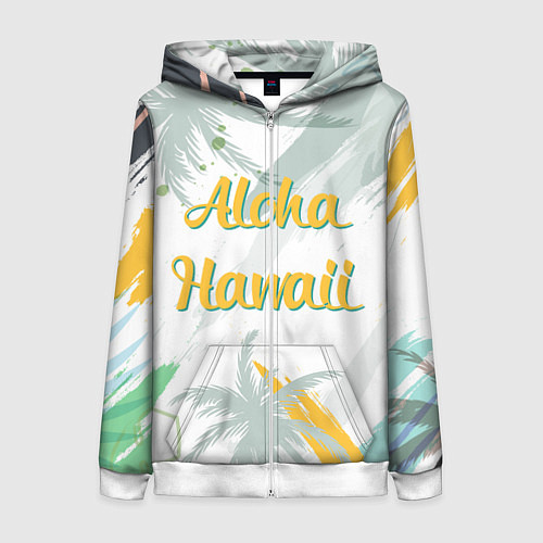 Женская толстовка на молнии Aloha Hawaii / 3D-Белый – фото 1