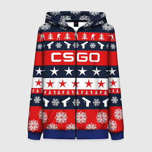 Женская толстовка на молнии CS:GO New Year / 3D-Синий – фото 1