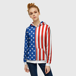 Толстовка на молнии женская American Patriot, цвет: 3D-белый — фото 2