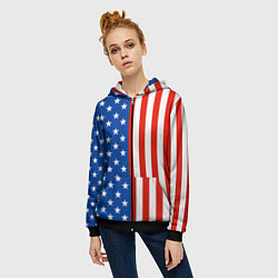Толстовка на молнии женская American Patriot, цвет: 3D-черный — фото 2