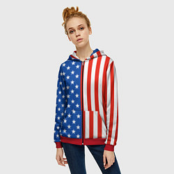 Толстовка на молнии женская American Patriot, цвет: 3D-красный — фото 2