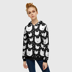 Толстовка на молнии женская Love Cats Pattern, цвет: 3D-черный — фото 2