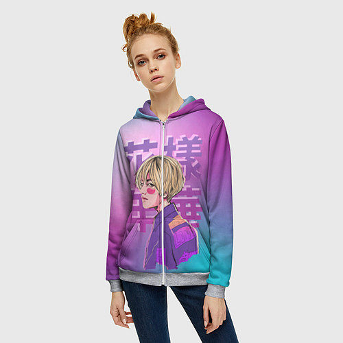 Женская толстовка на молнии Taehyung BTS / 3D-Меланж – фото 3